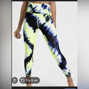 Athleta Elation Cobalt Blue Tie-Dye High Waisted Leggings